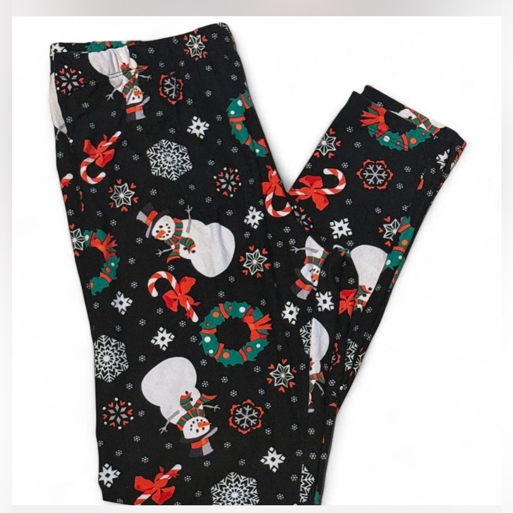 No Boundaries Festive Snowman Black Leggings Size Large - Picture 2 of 2